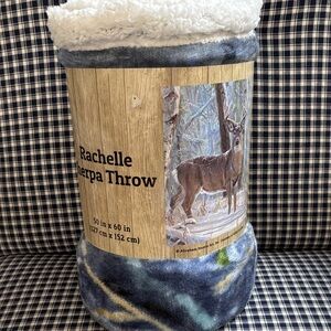 Rachel Blue and White Sherpa Throw Blanket